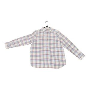 Talbots White and Red Boxy Button Down Shirt